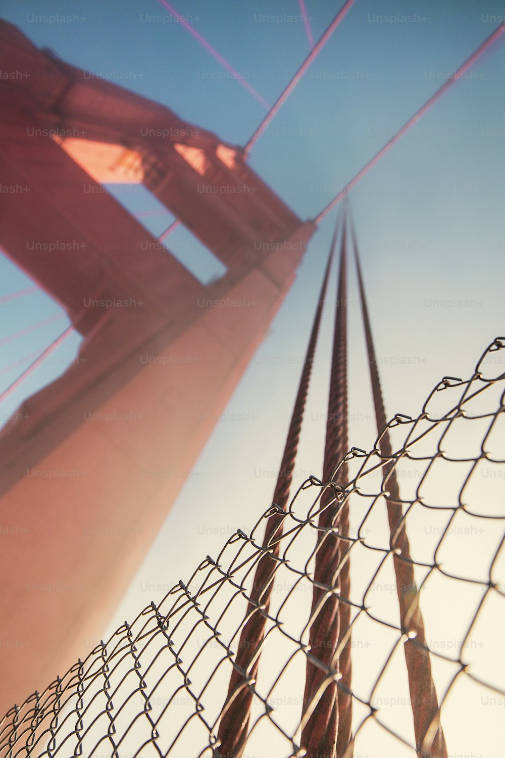 a close up of a chain link fence