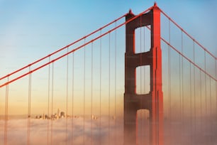 a view of the golden gate bridge in the fog