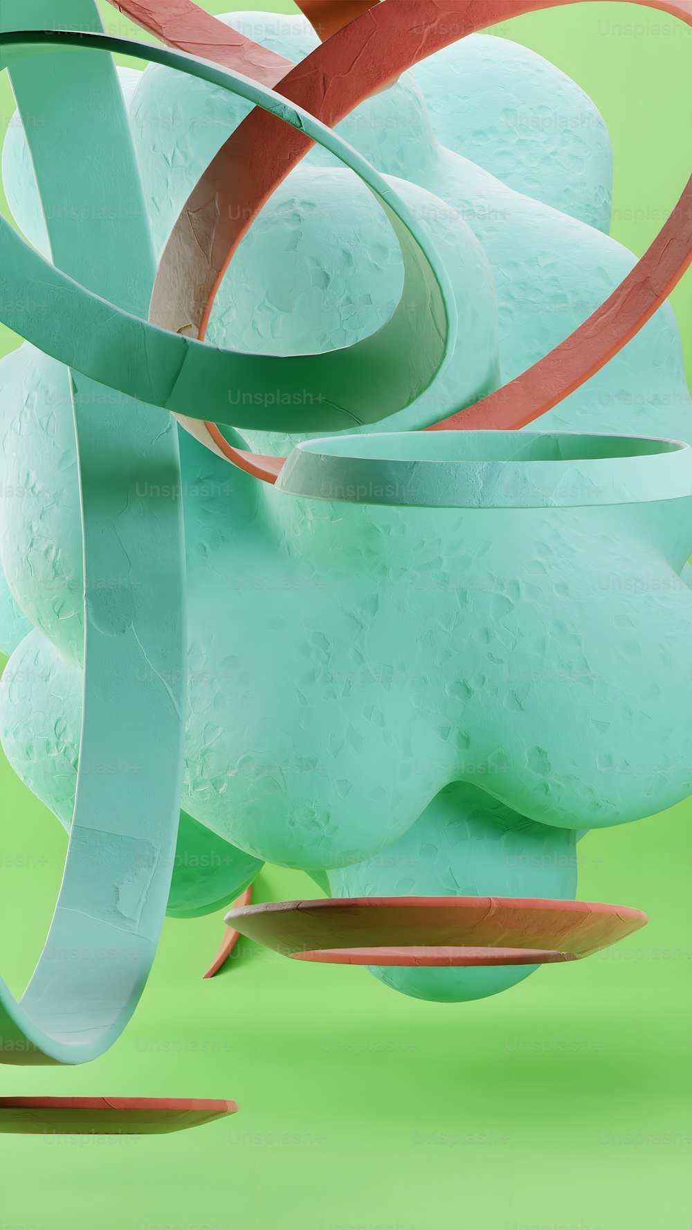 an abstract sculpture with a green background
