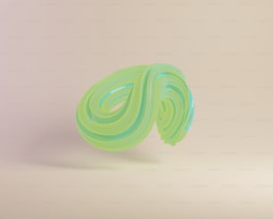 Un objeto verde sobre un fondo beige