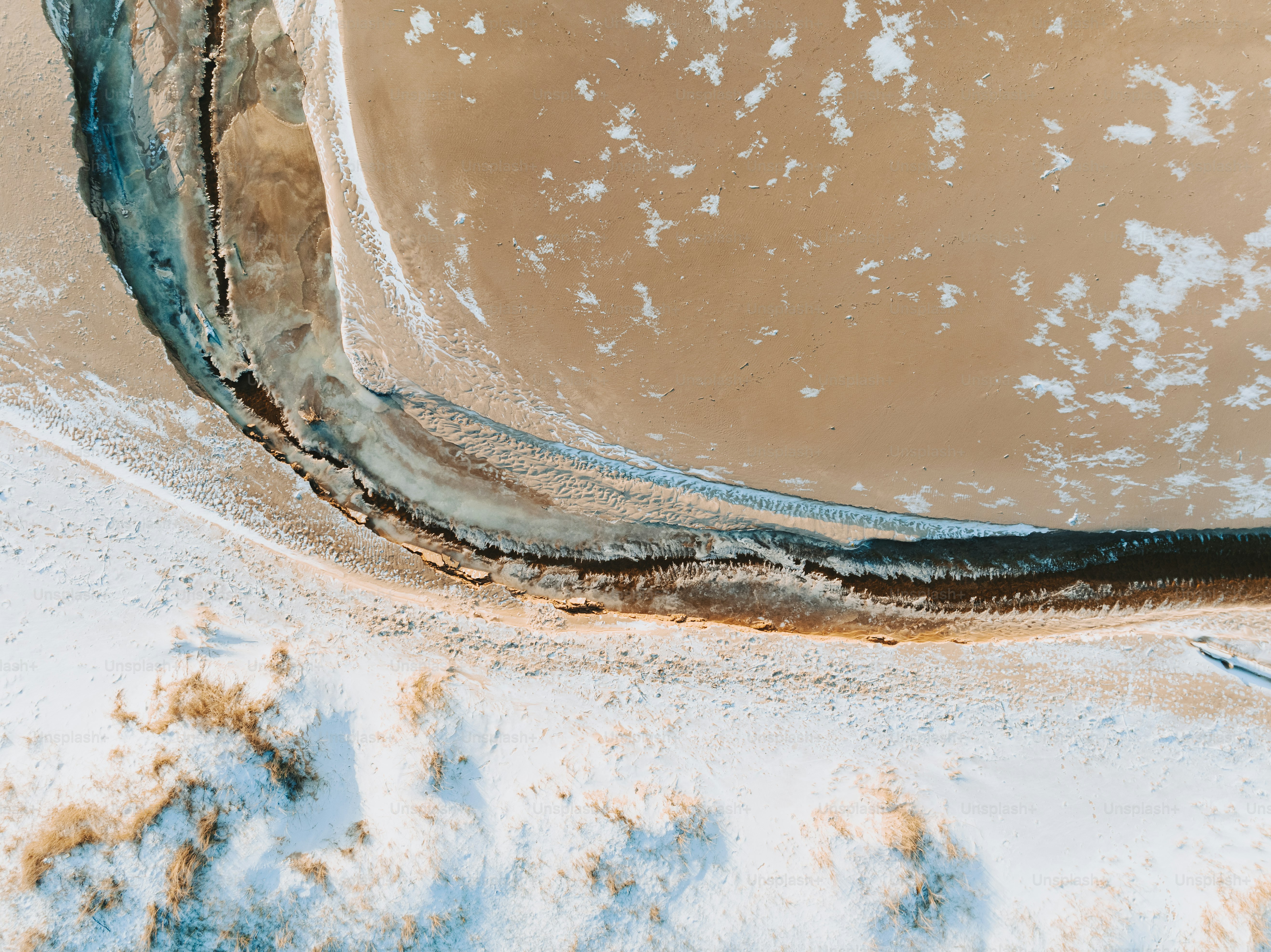 an aerial view of a body of water