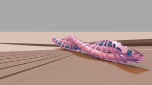 a computer generated image of a pink shoe