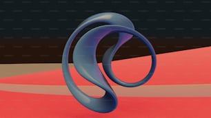 a painting of a curved object on a red surface