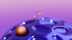 a purple and orange object with a drop of water