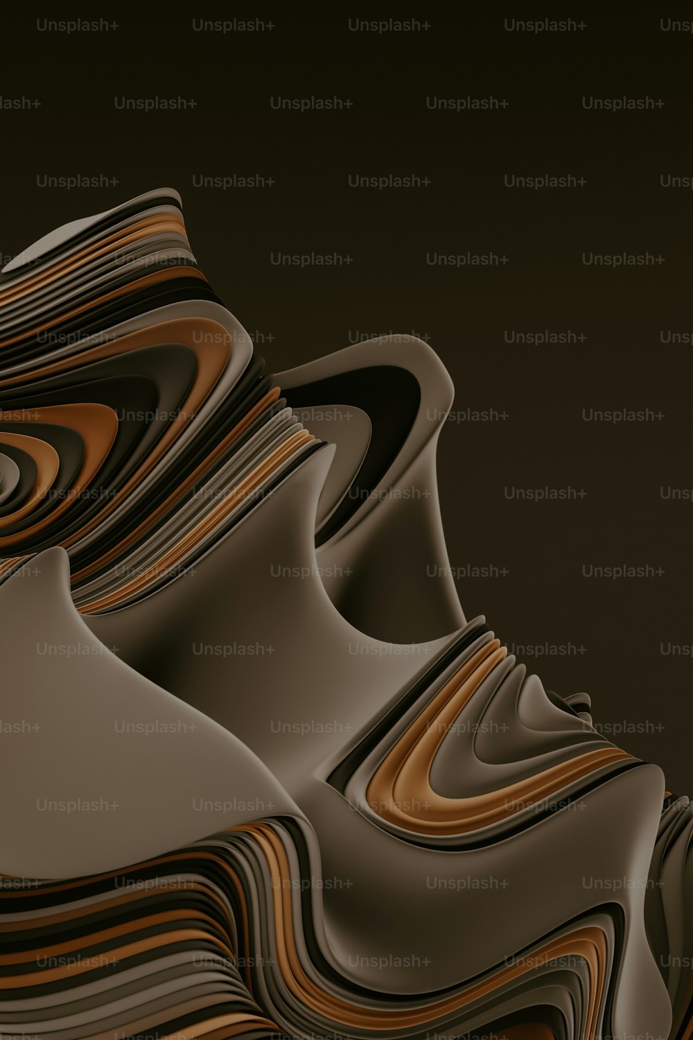 a brown and black abstract design on a black background
