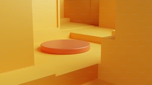 a round object sitting on top of a yellow floor