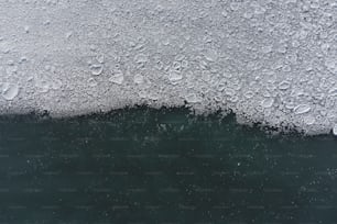 a large amount of ice floating on top of a body of water