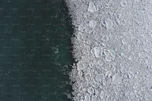 얼음으로 덮인 수역의 조감도