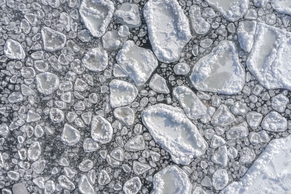 a close up of ice and snow on the ground
