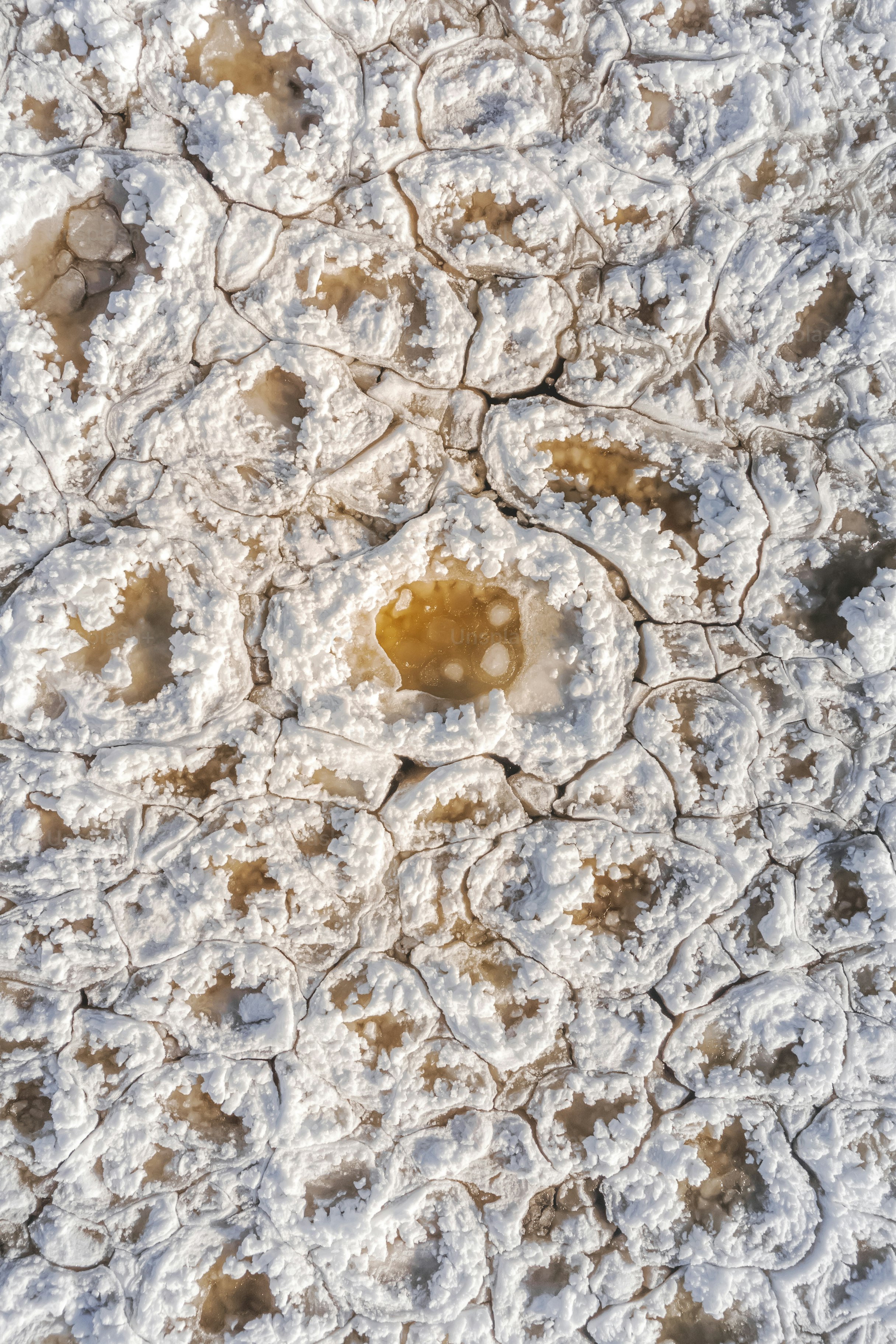 a close up of a snow covered ground