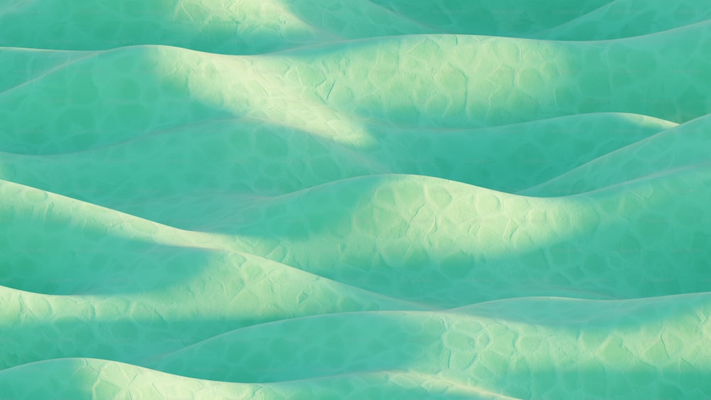 a painting of a wave of green water