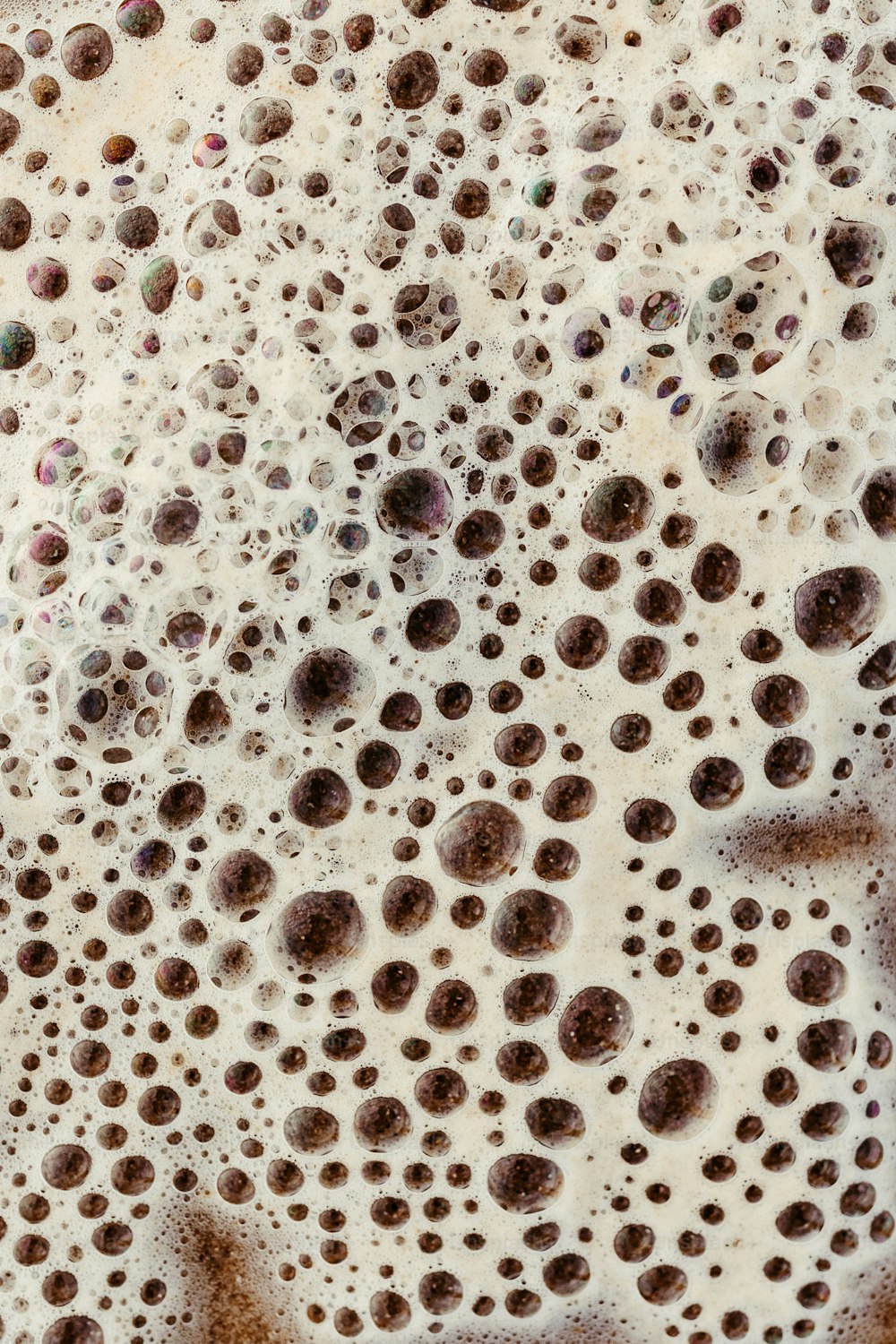 a close up of a brown and white substance