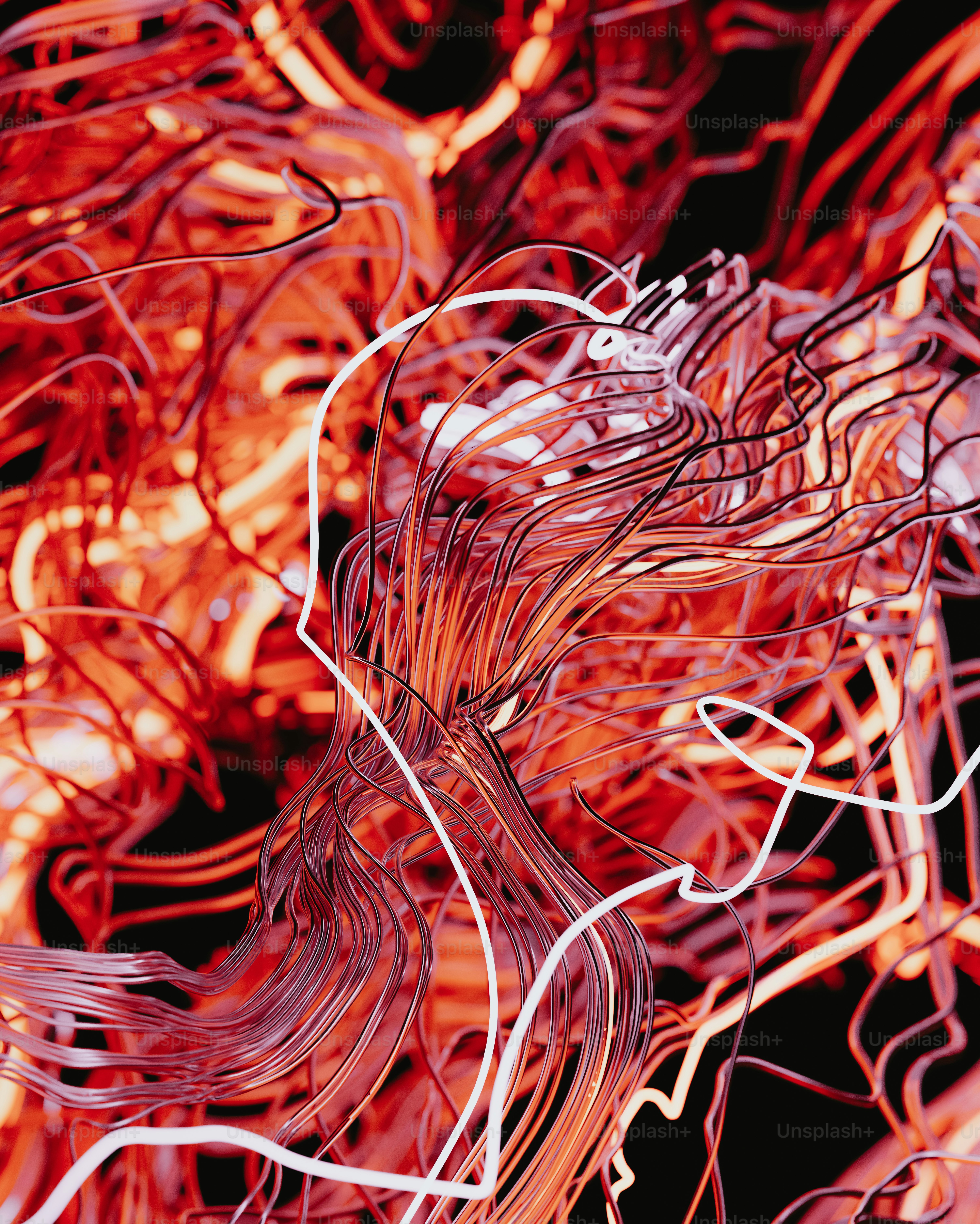 a bunch of wires that are red and white