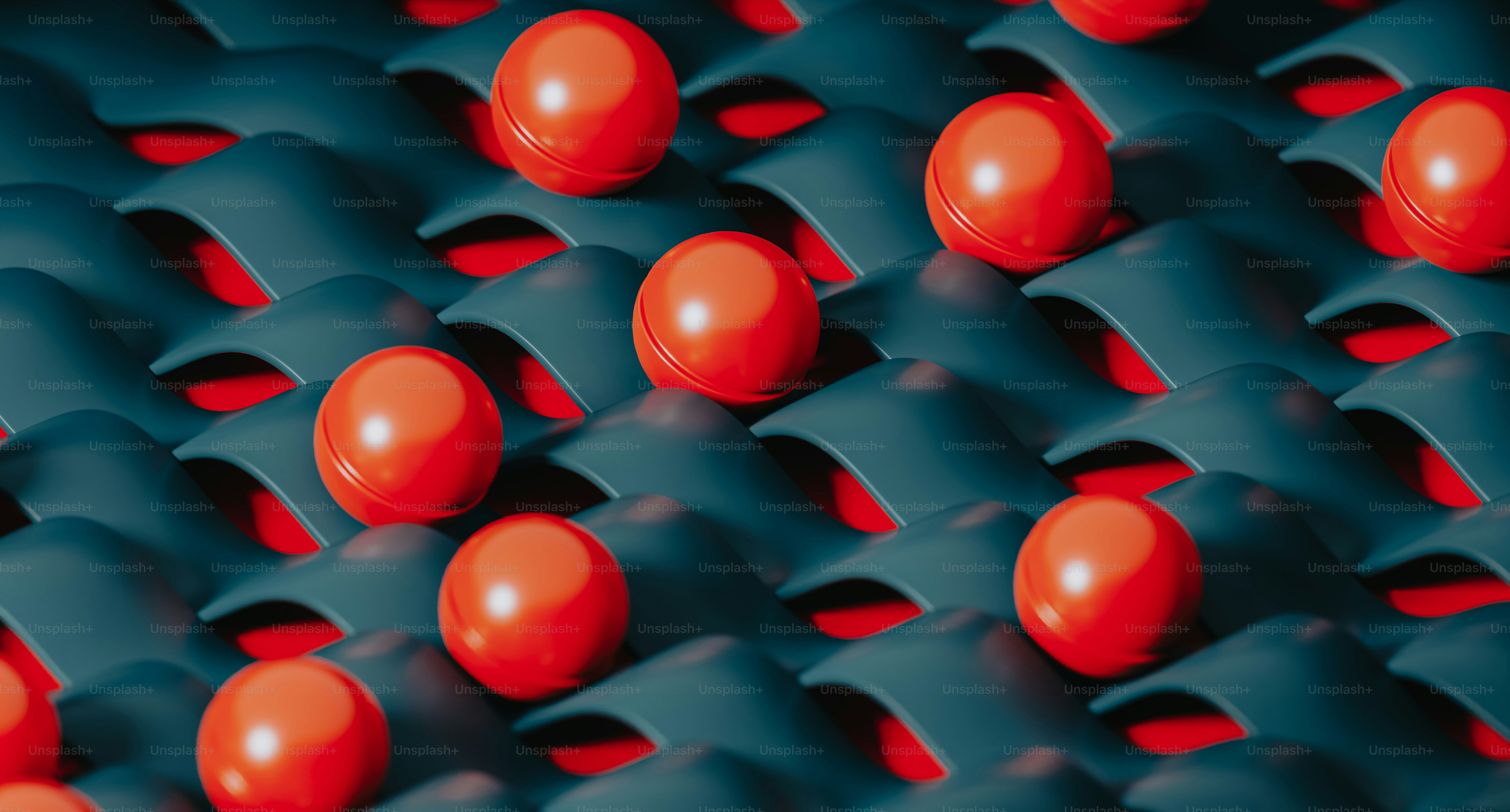 A bunch of red and blue objects on a blue background photo – Wallpaper ...