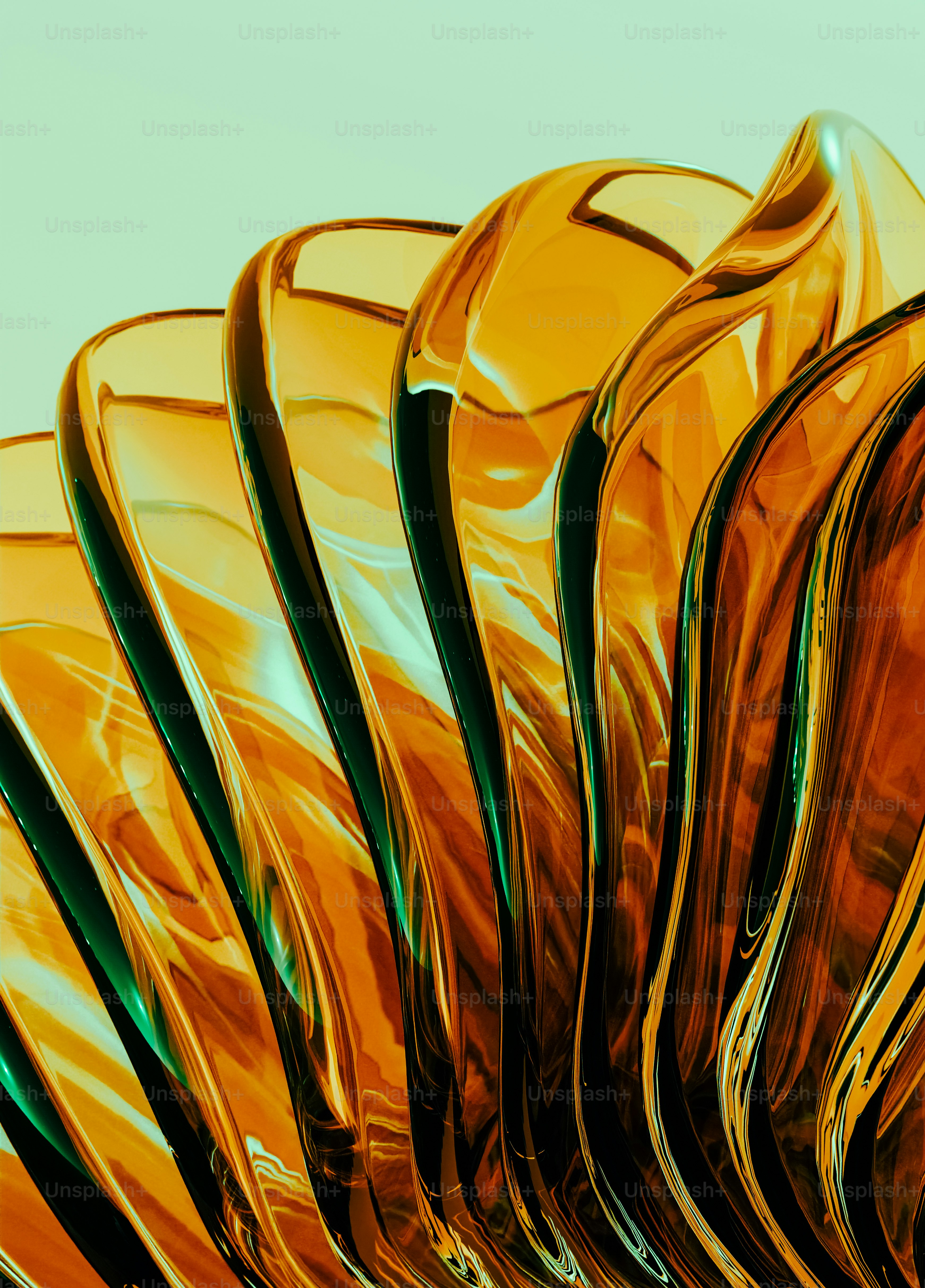 a close up of a bunch of glass bowls