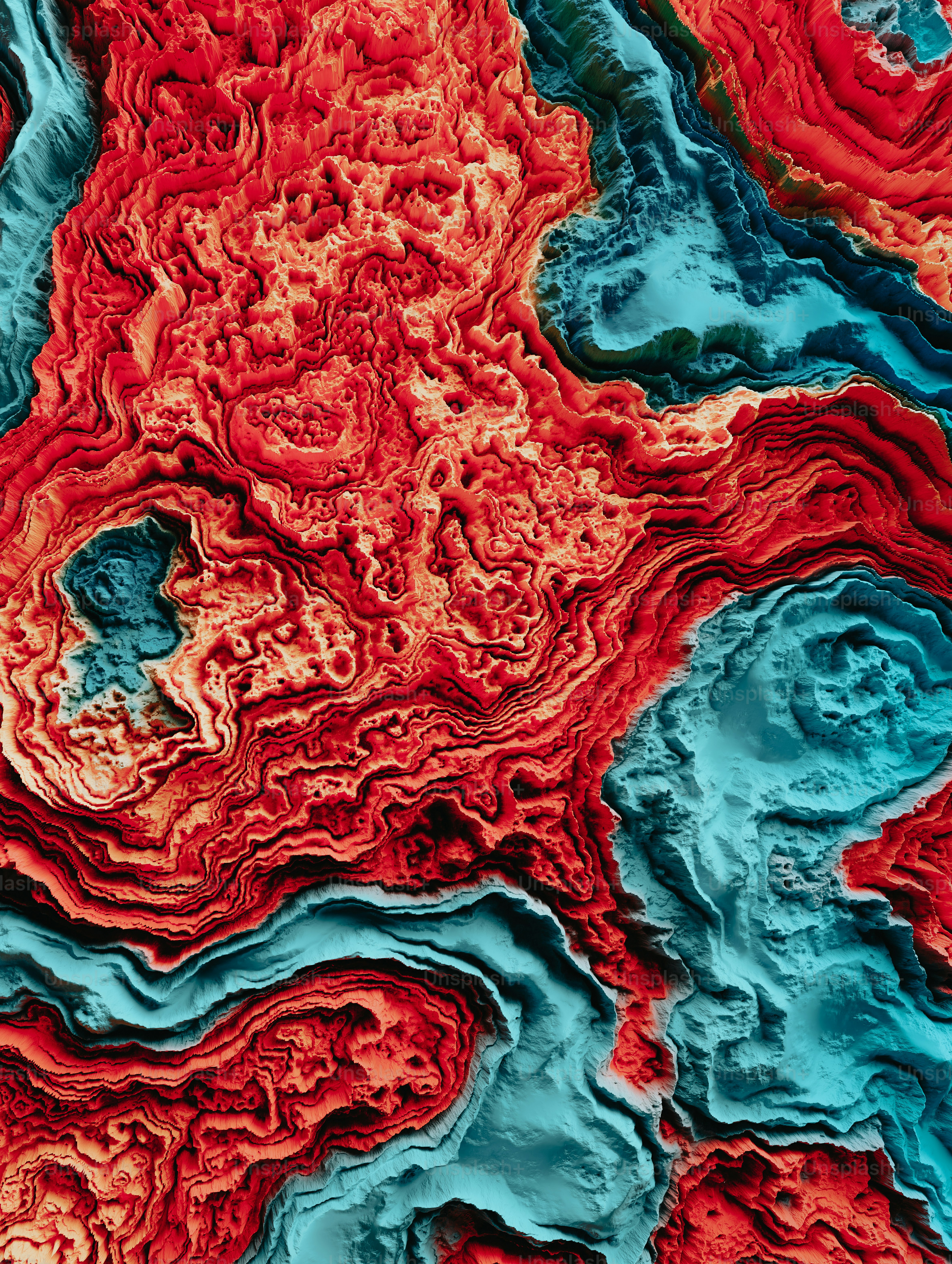 ein rot-blaues abstraktes Gemälde