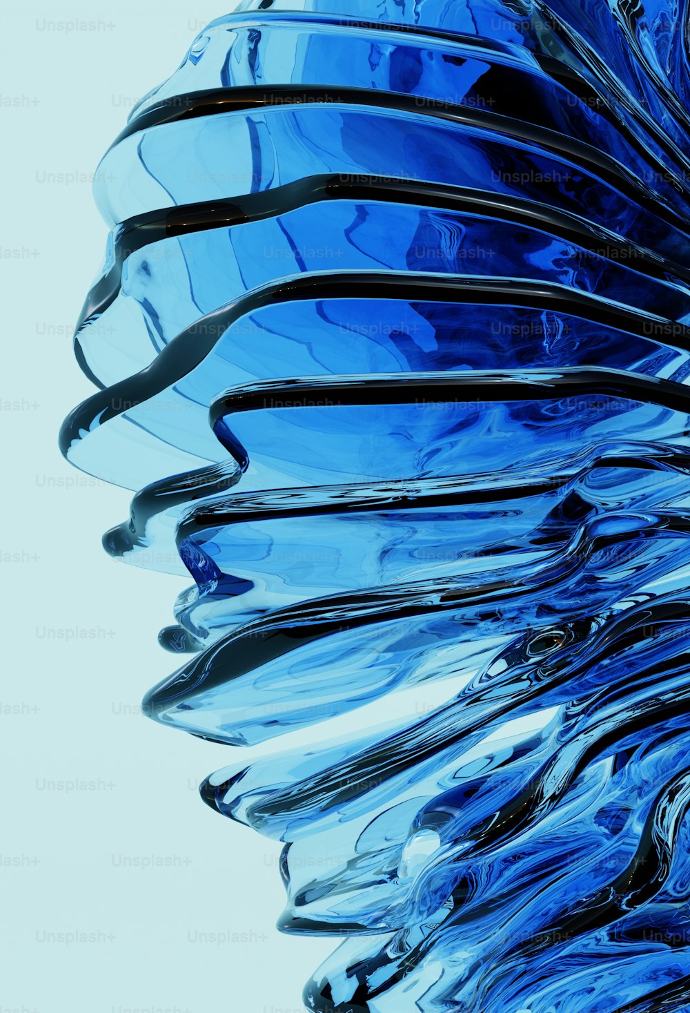 Un primer plano de un objeto de vidrio azul