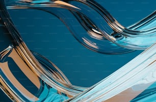 a close up of a glass sculpture with a blue background