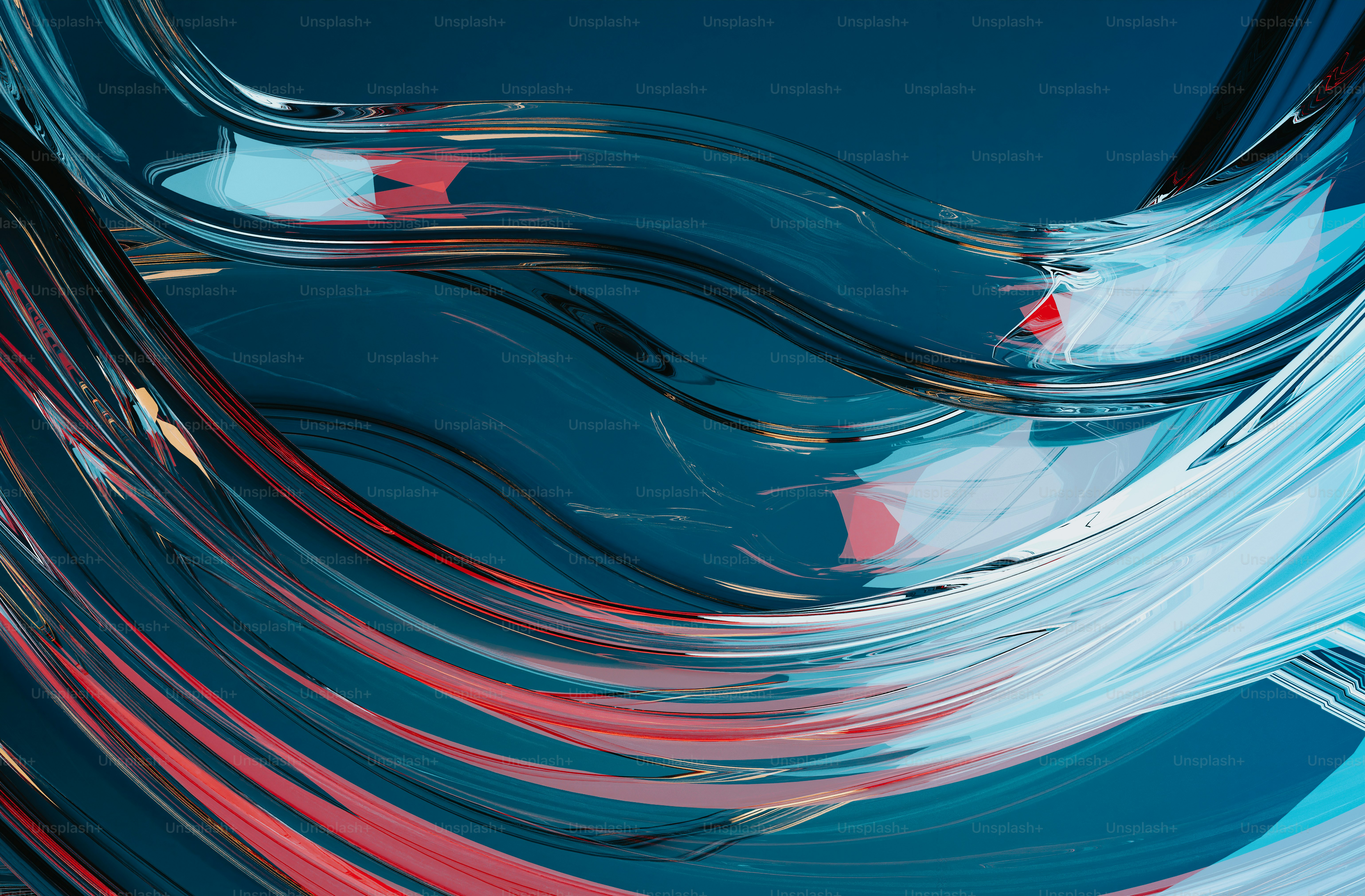 a blue background with red and white lines