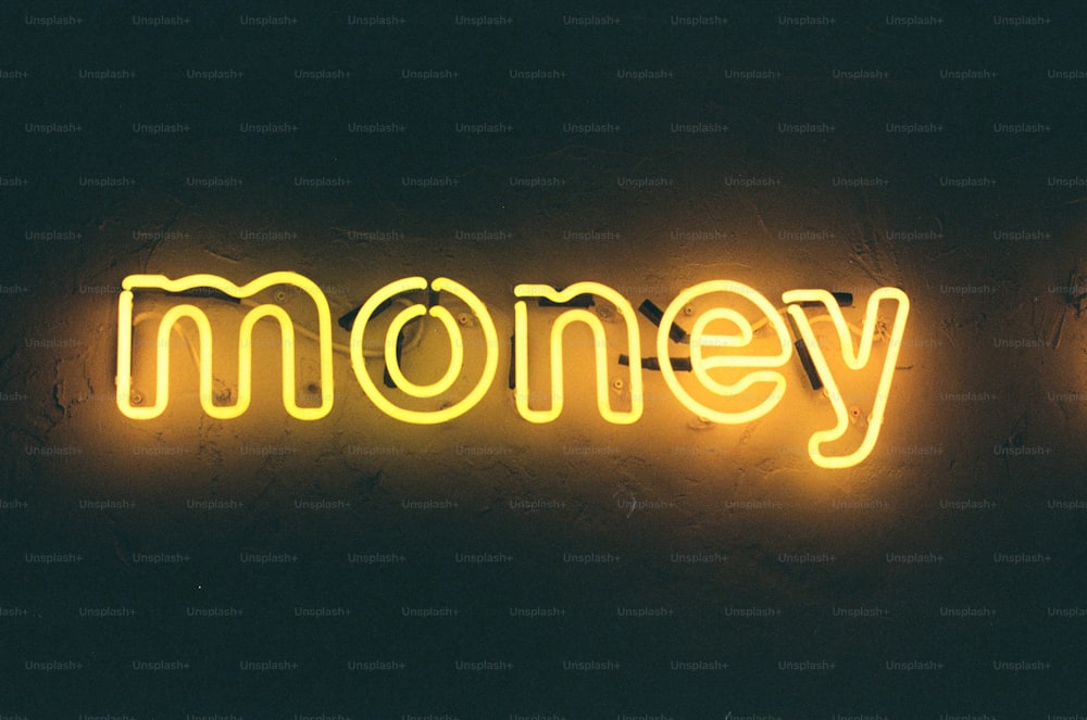 a neon sign that says money on it