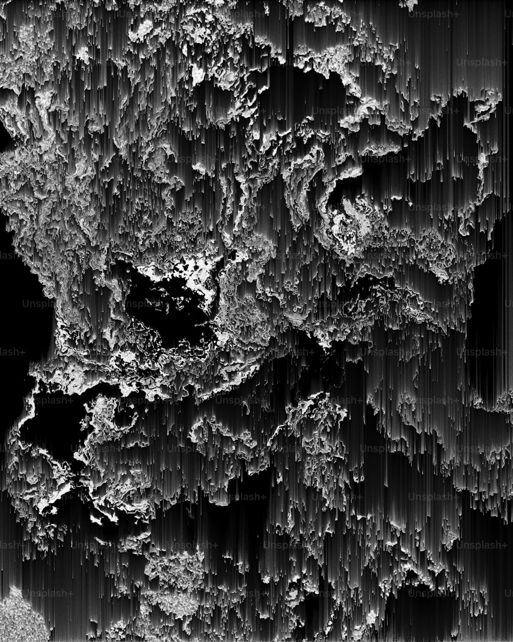 a black and white photo of ice crystals