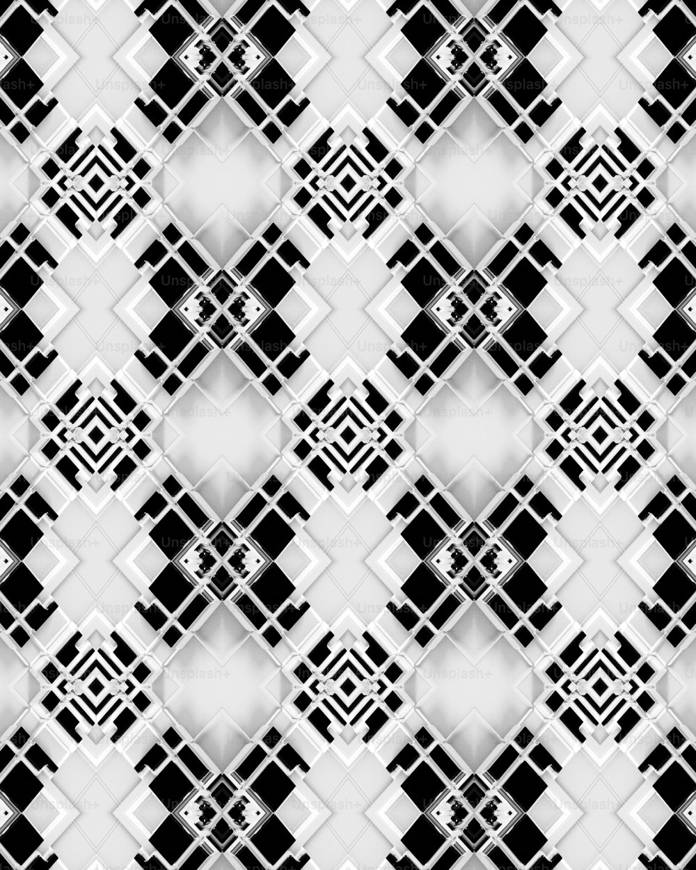 un motif noir et blanc avec des carrés