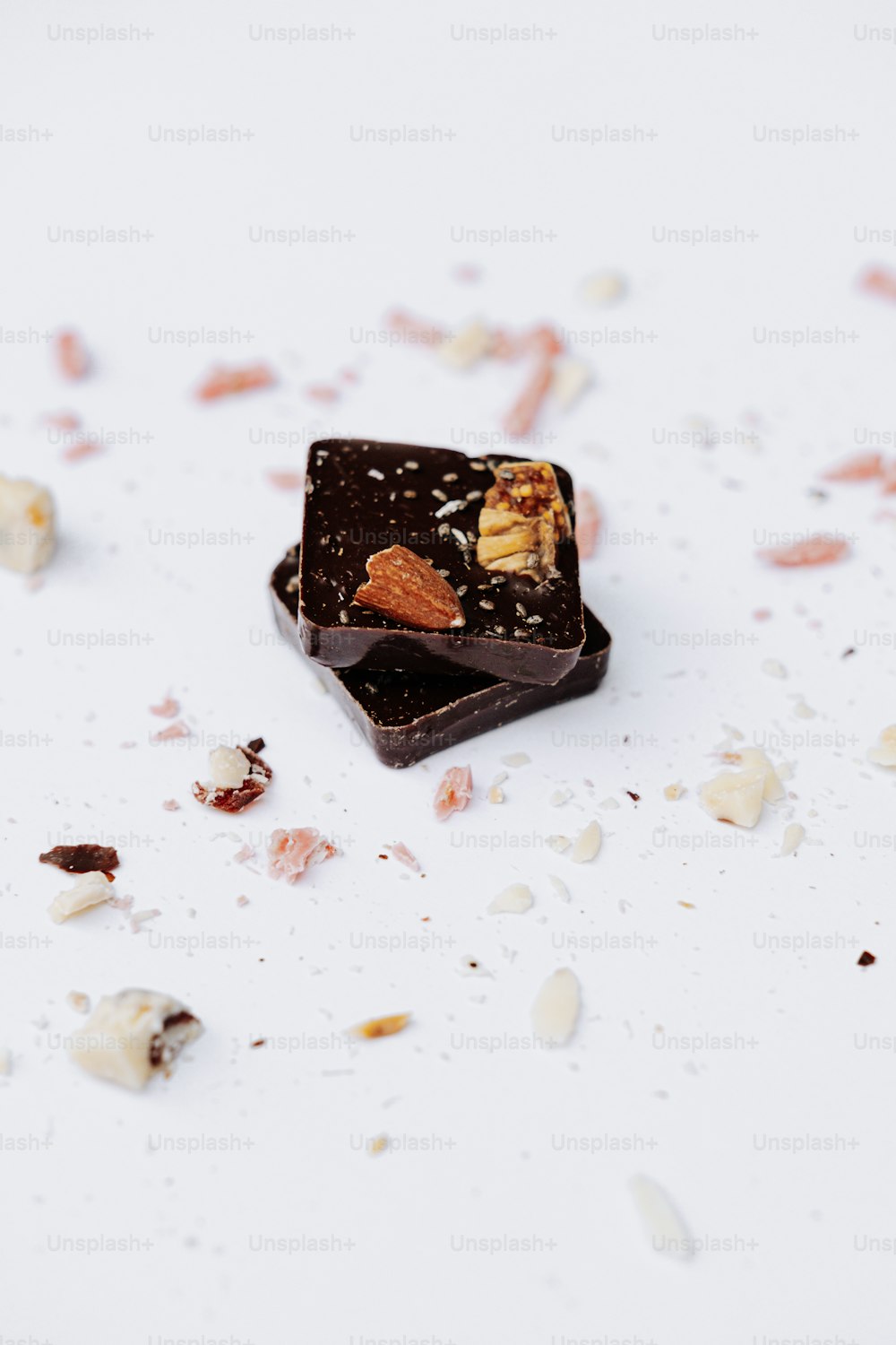 un morceau de chocolat posé sur une table