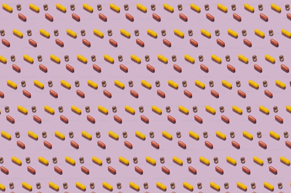 un fondo púrpura con bastones de caramelo amarillos y rojos