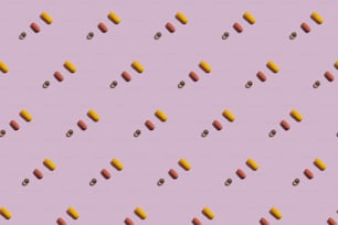 a purple background with a pattern of pills