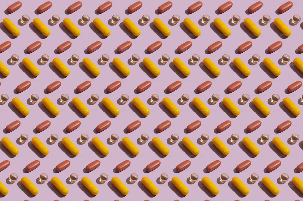 a pattern of hot dogs on a purple background