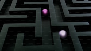 Ein lila Ball befindet sich in der Mitte eines Labyrinths