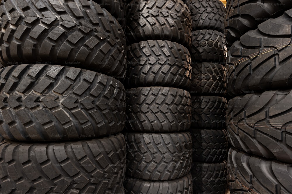 a pile of tires stacked on top of each other
