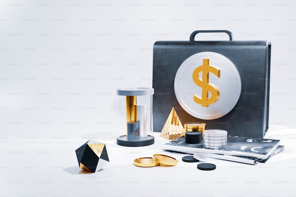 a briefcase with a dollar sign on it