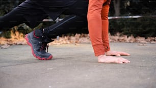a close up of a person's feet on a skateboard