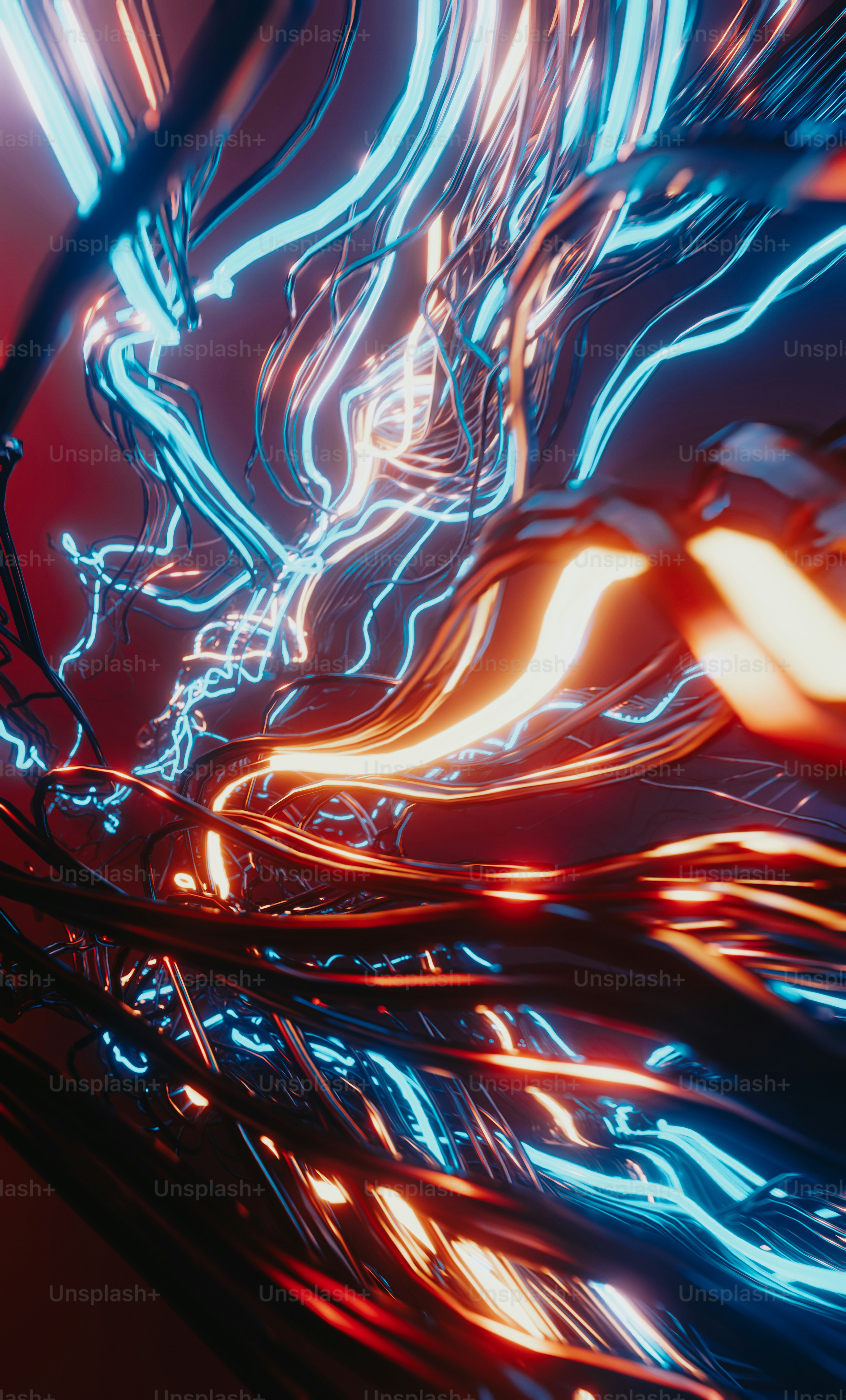 a blurry image of a red and blue light