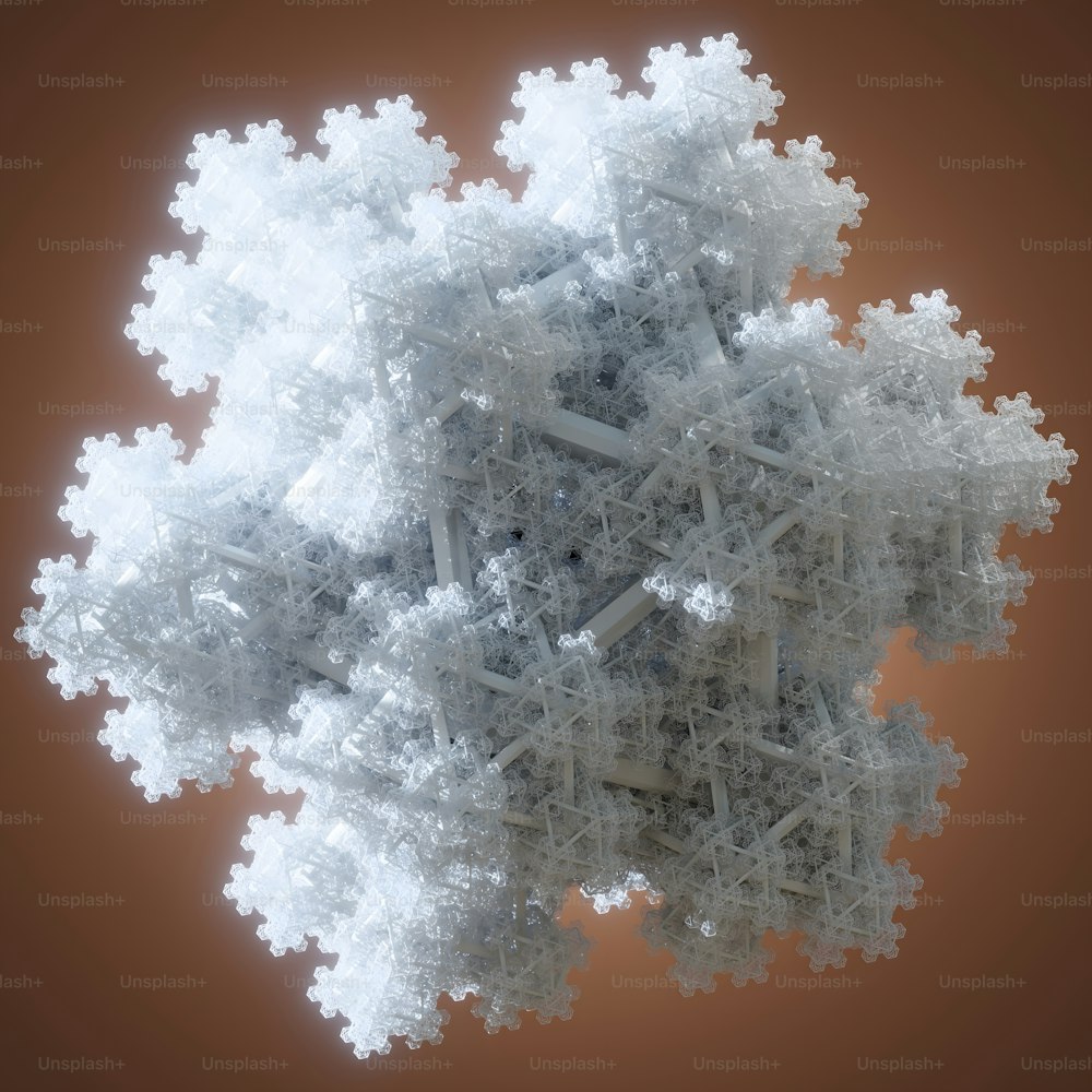a computer generated image of snow flakes on a brown background