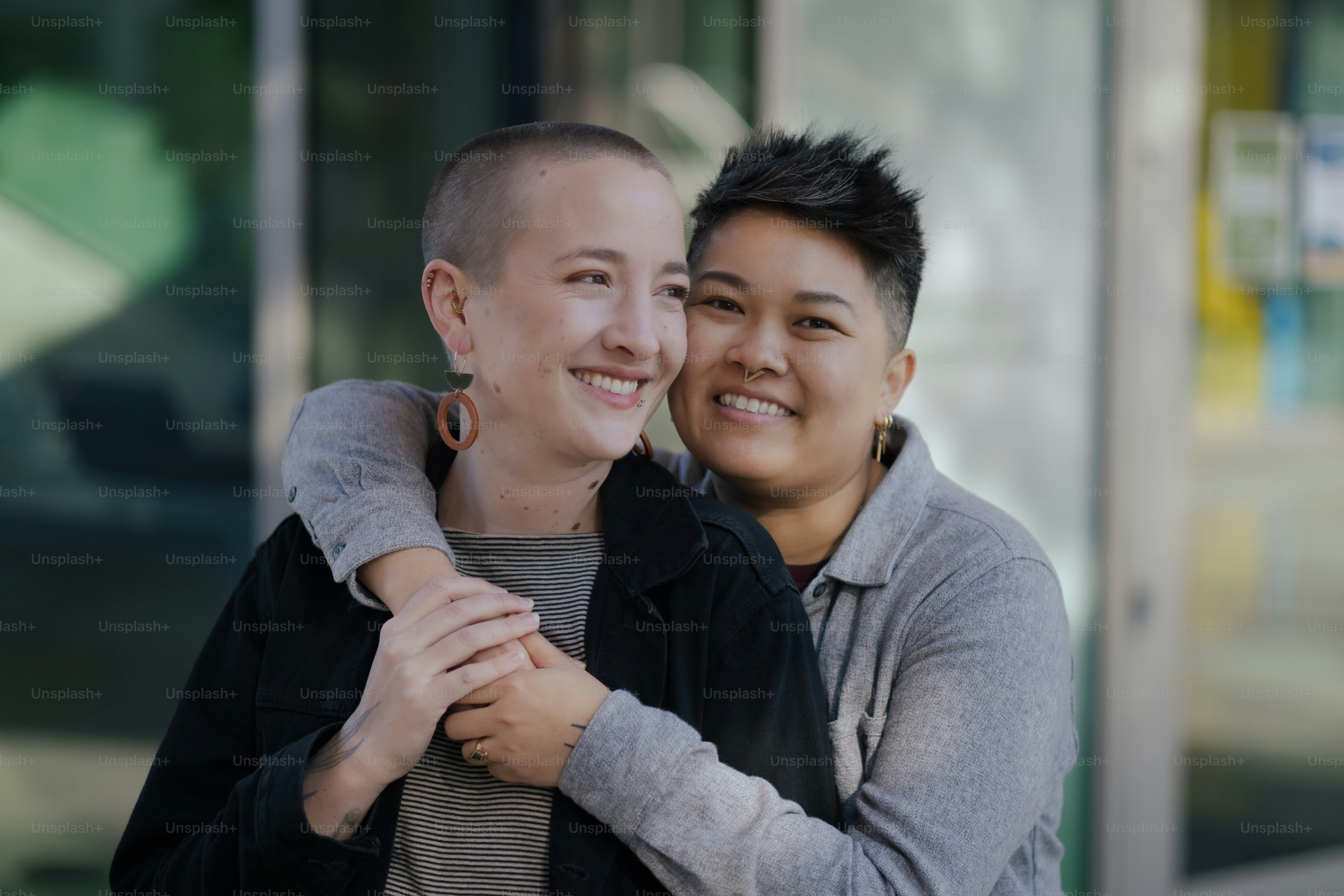 a man and a woman hugging each other