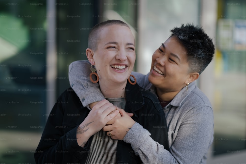 a man and a woman hugging each other