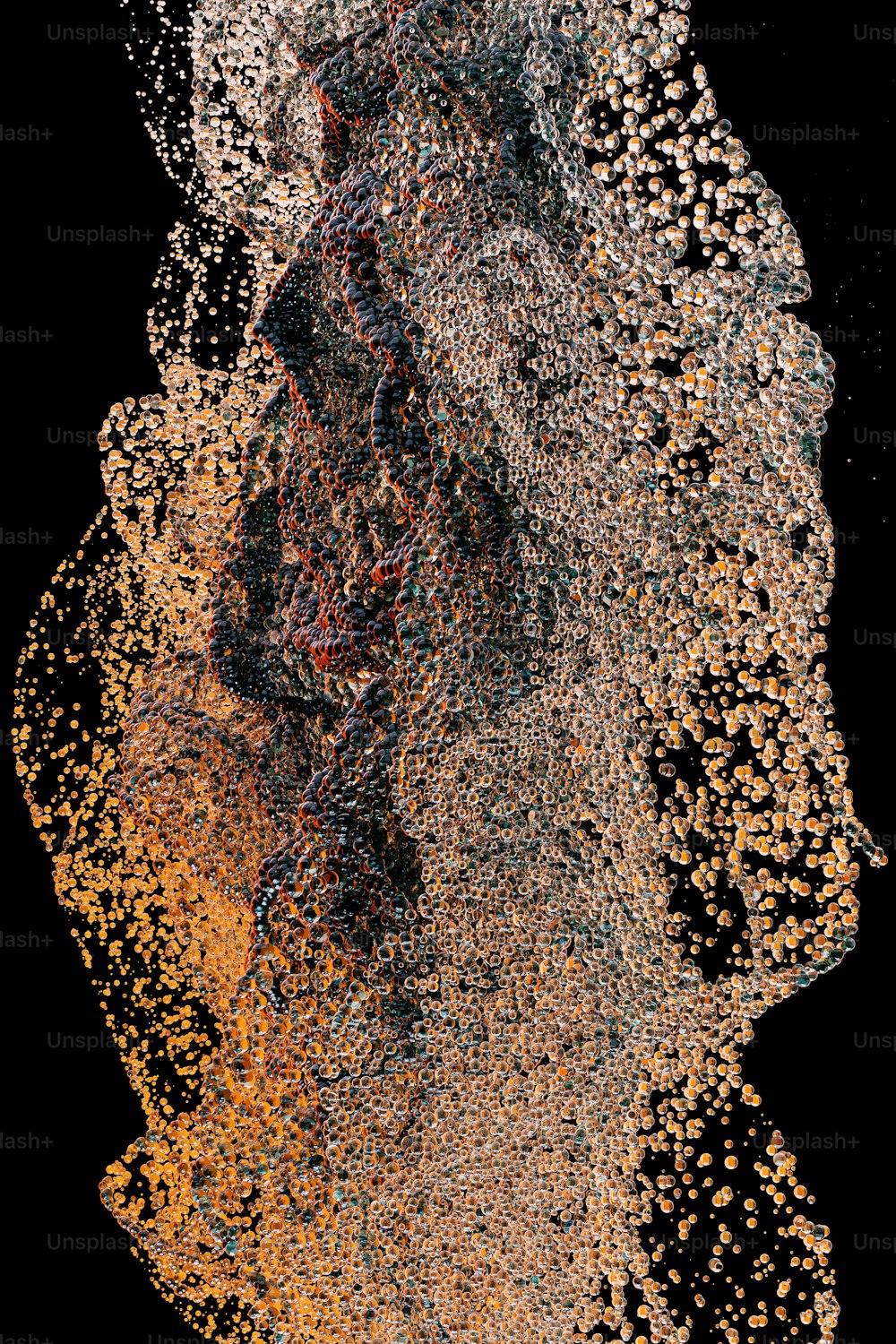 a black background with lots of orange and yellow speckles
