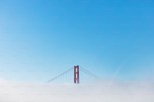 the golden gate bridge is surrounded by fog