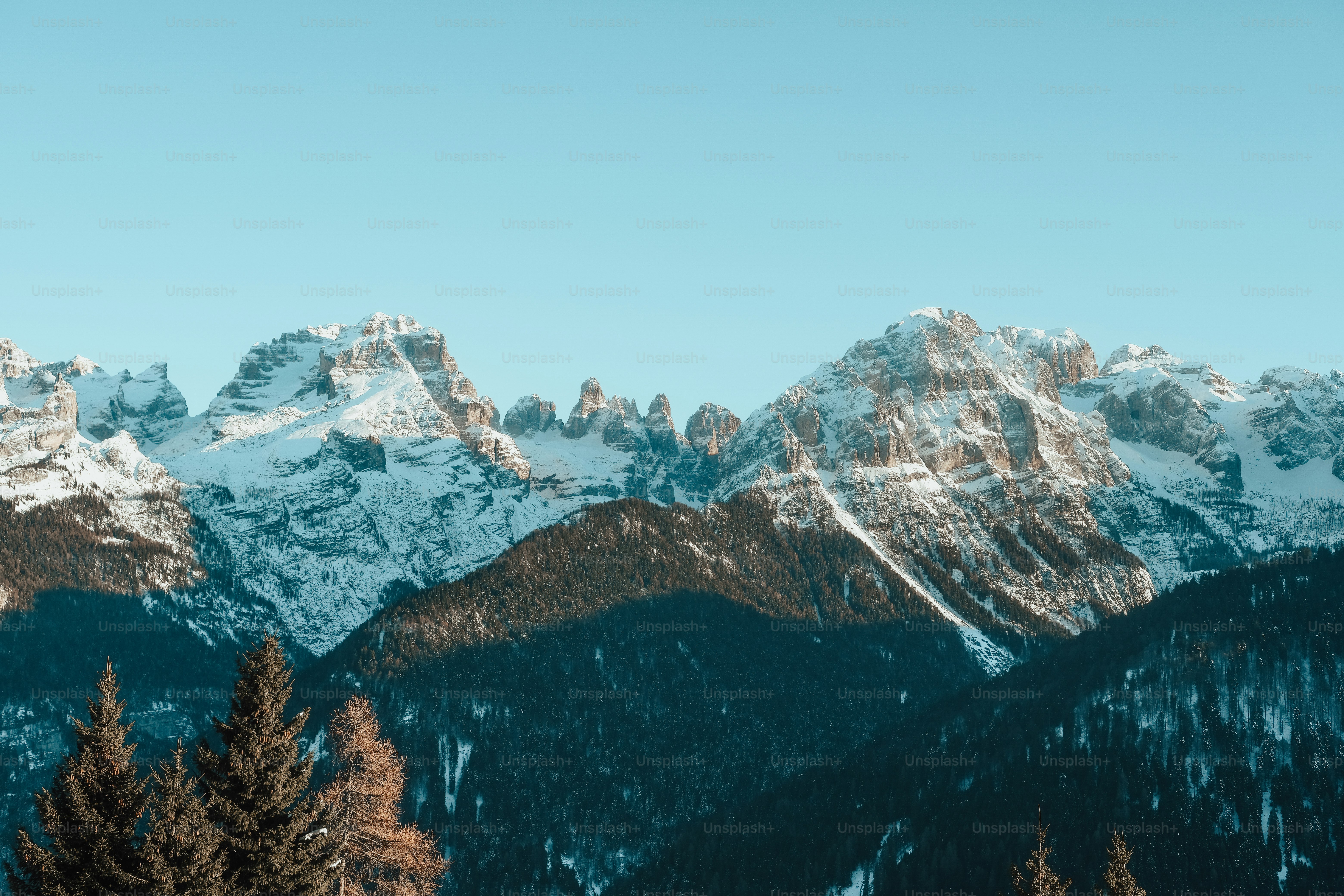 Une chaîne de montagnes avec des montagnes enneigées en arrière-plan