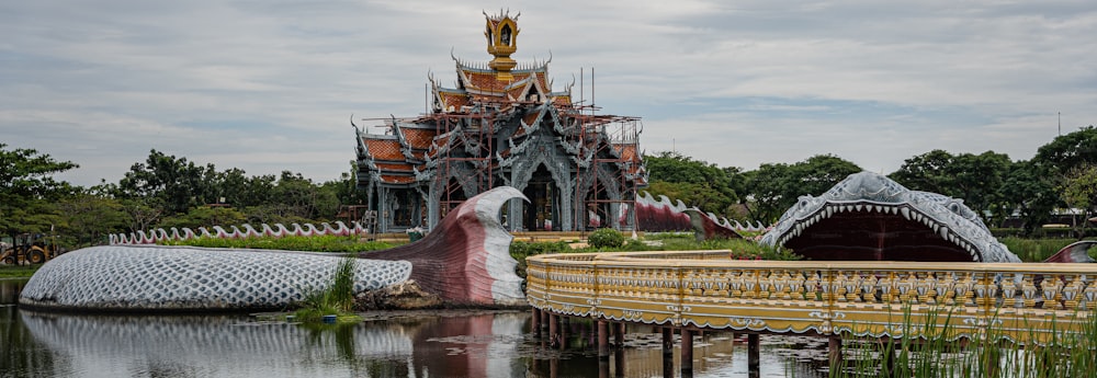 a building that is next to a body of water