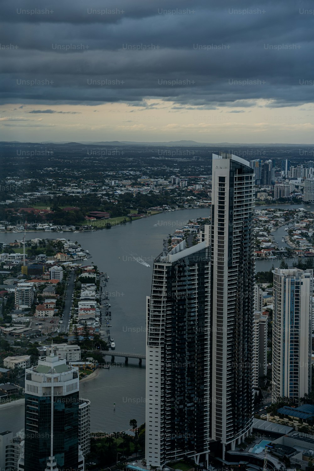 a view of a city and a body of water