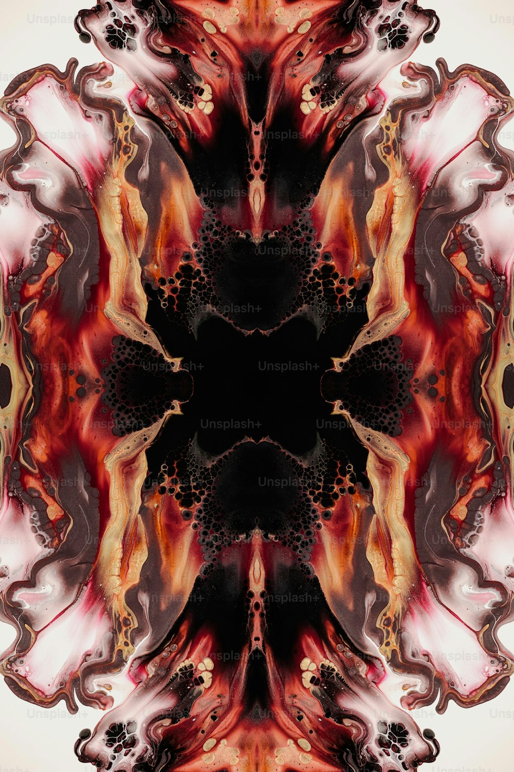 an abstract image of a red and black flower