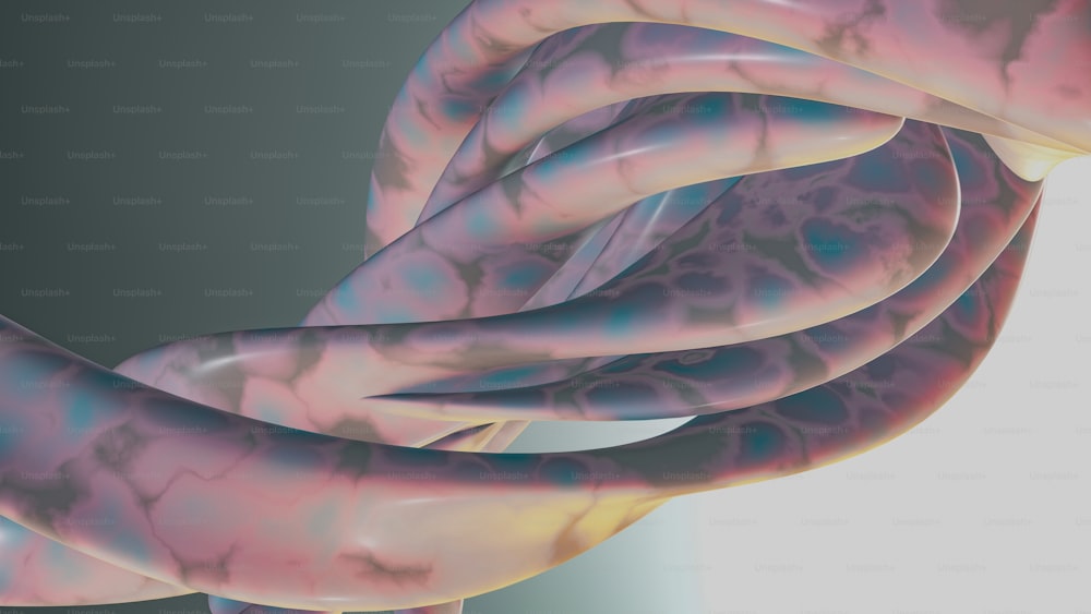 a computer generated image of a pink and blue snake