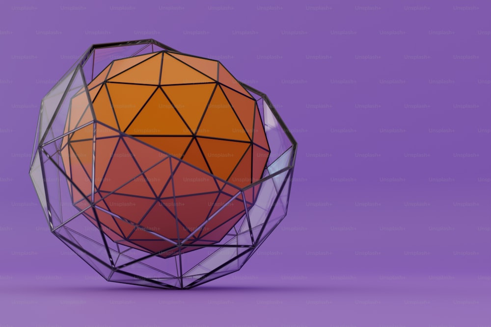 an orange and white object on a purple background