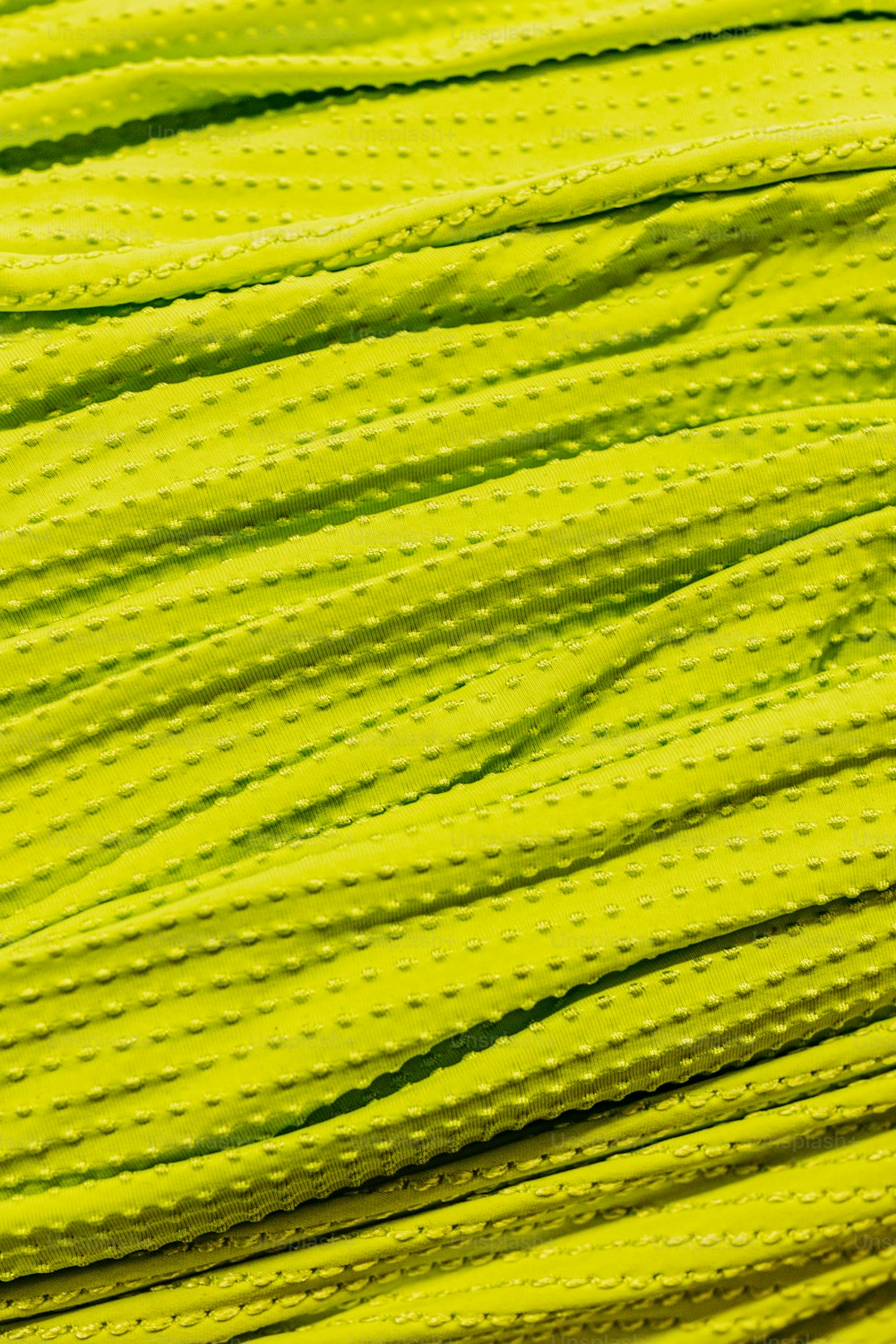 a close up of a neon yellow cord