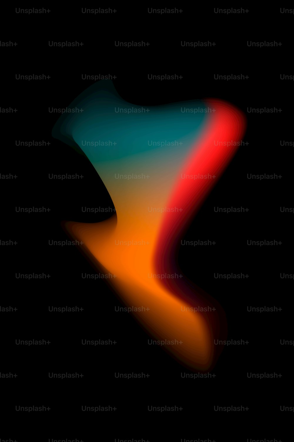 uma imagem desfocada de um fundo preto com um vermelho, laranja e azul
