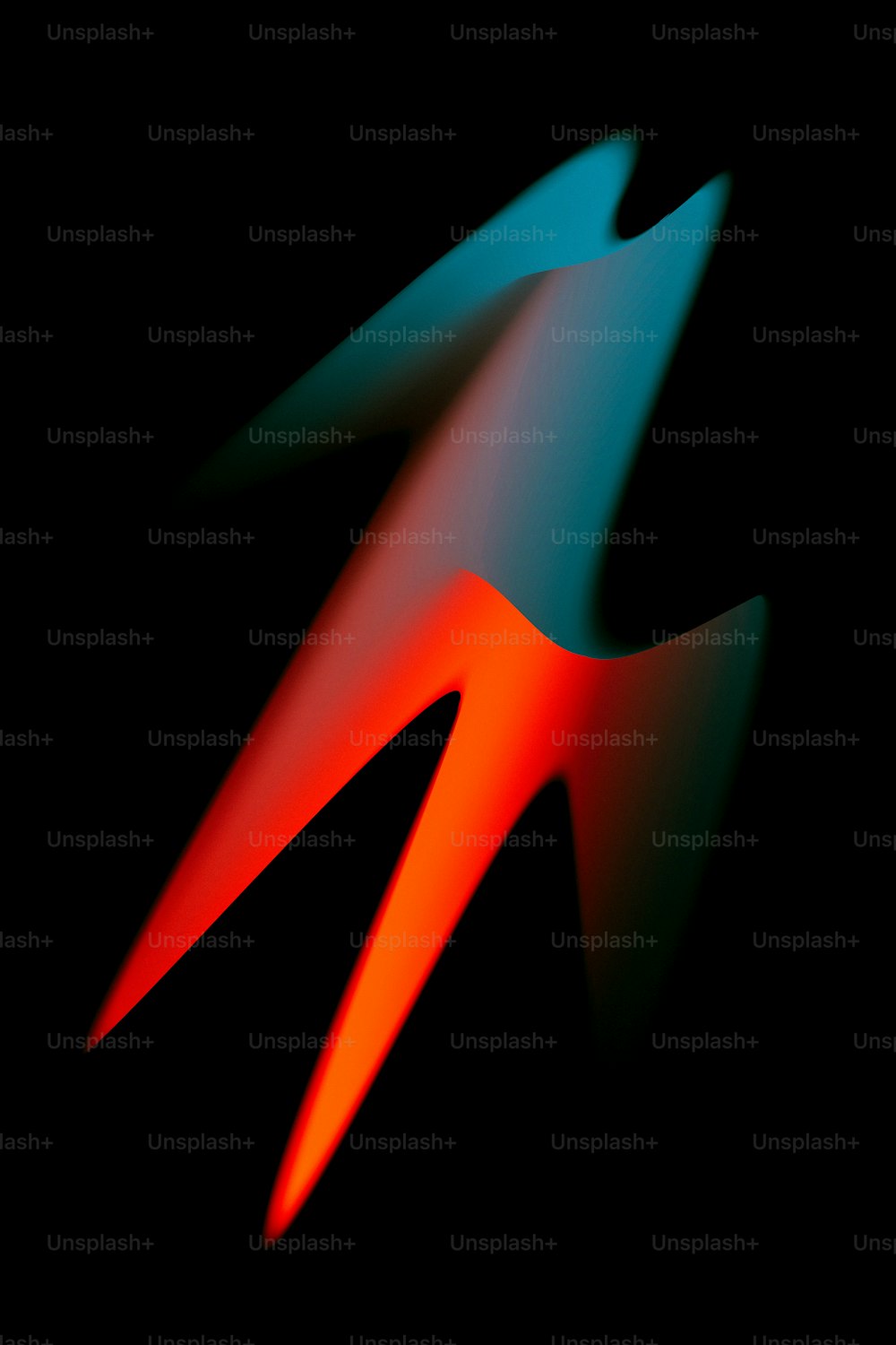 a black background with a red and blue object