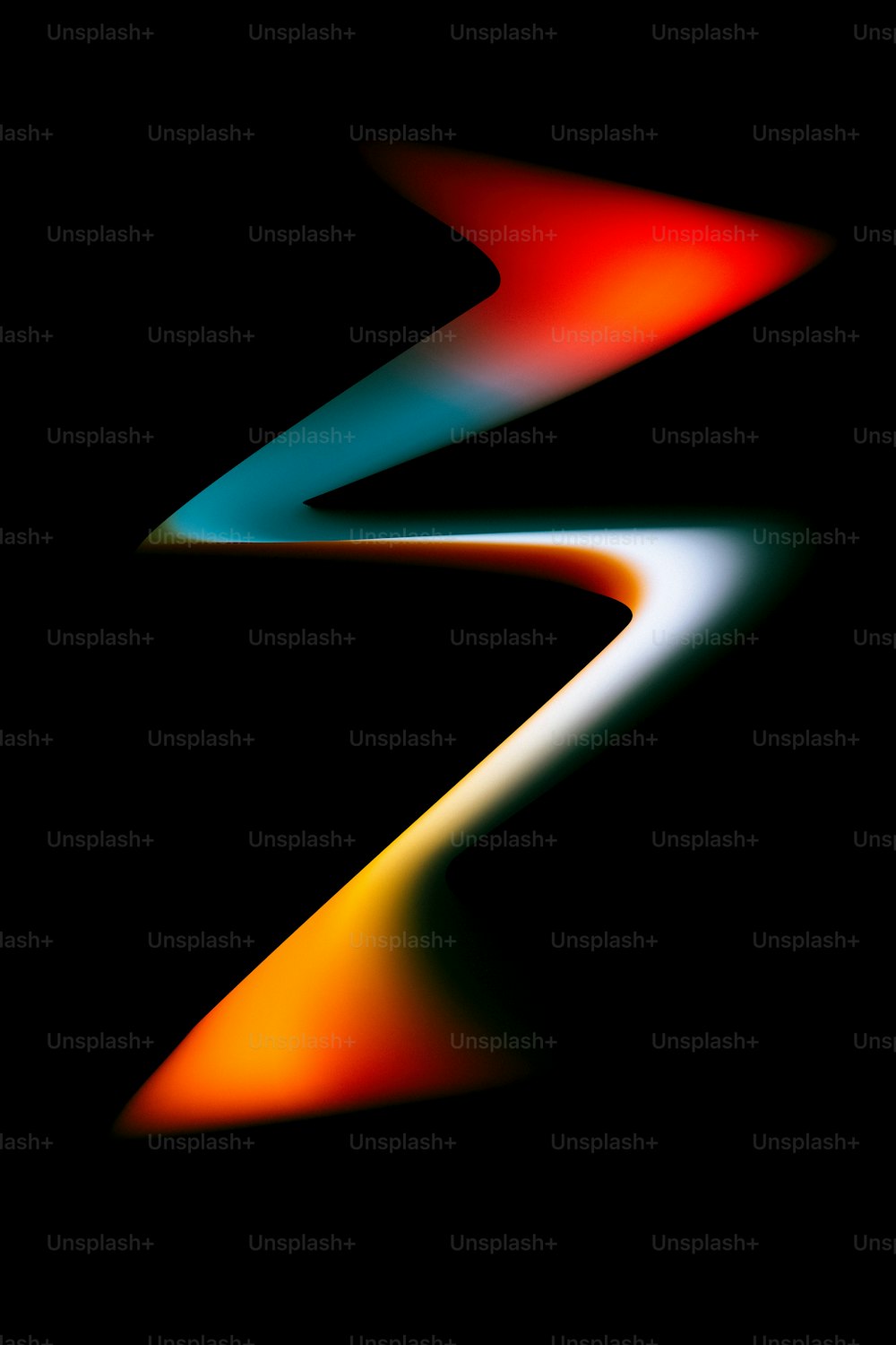 a black background with a multicolored curved design